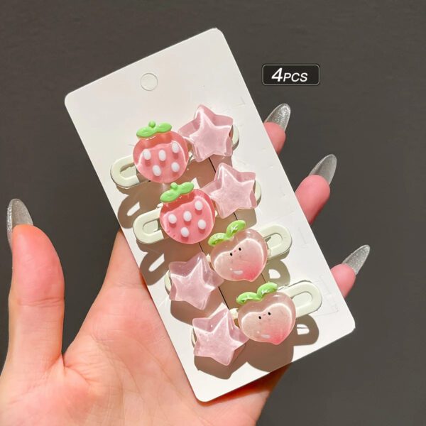 6 Strawberry Star Themed Hair Pin Set