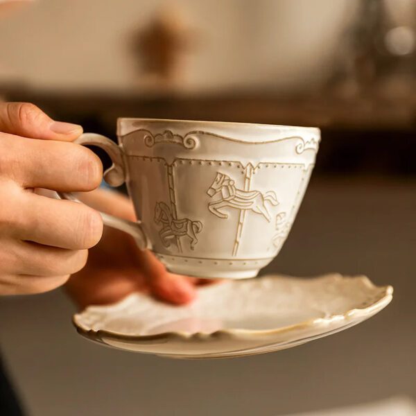 French Relief Tea Cup Set