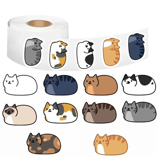 Cartoon Cat Tuo Tuo Sticker Roll