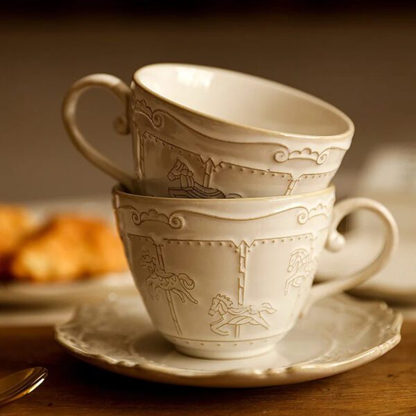 French Relief Tea Cup Set